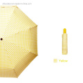 Yellow Plaid Umbrella Color Coating Fully Automatic Open and Close Three Folding Umbrella with Customized